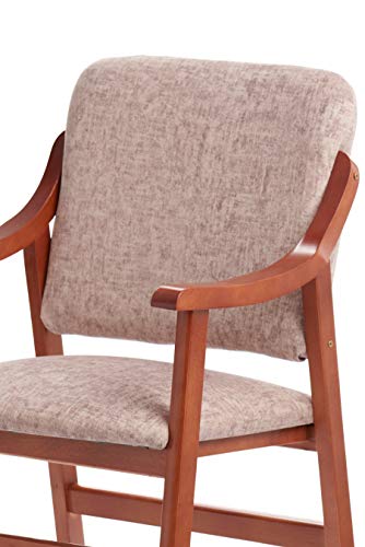 Gasten a gusto Silla Comedor, Brazos de Madera en Cerezo. Tela Antimanchas (Medidas: 86 * 54 * 54 cm). Especial Personas Mayores, Espalda Recta. Comedor o salita.… Beige