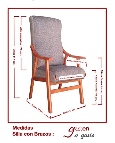 Gasten a gusto Silla con Brazos. Especial para geriátrico, Personas Mayores con la Espalda Recta. Tapizado en Tela o Polipiel. Color Beige (Medidas: 115 * 55 * 68 cm.) Gasten a gusto Silla con Brazos. Especial para geriátrico, Personas Mayores con la Espalda Recta. Tapizado en Tela o Polipiel. Color Beige (Medidas: 115 * 55 * 68 cm.)