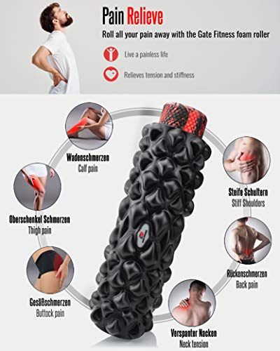 GATE FITNESS™ Fascia Roller Set | 2 en 1 Foam Roller - Rodillos de Espuma para Ejercicios musculares para Masaje Muscular | Rollo de Pilates para la Columna, Cuello, Espalda y Fondo