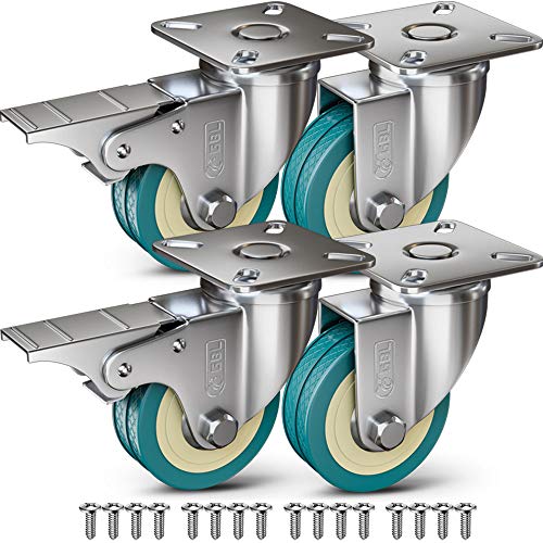 GBL - 4 Ruedas para Muebles + Tornillos 200KG | 50mm Ruedas Giratorias, Rueda Pivotantes, Ruedas Con Freno Industrial Con Placa de Montaje GBL - 4 Ruedas para Muebles + Tornillos 200KG | 50mm Ruedas Giratorias, Rueda Pivotantes, Ruedas Con Freno Industrial Con Placa de Montaje