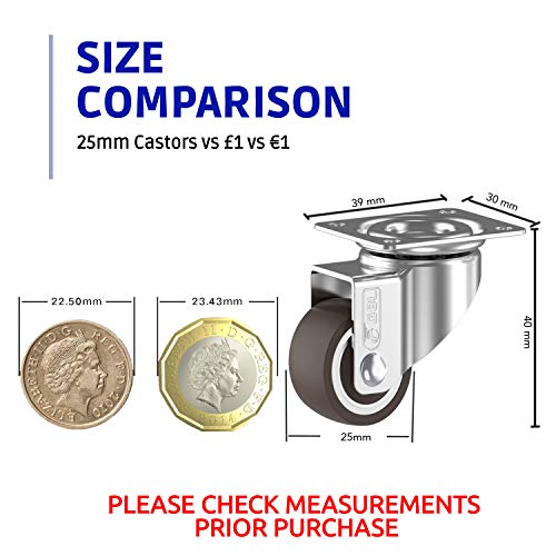 GBL - 4 Ruedas para Muebles + Tornillos 40KG | 25mm Ruedas Giratorias, Rueda Pivotantes, Ruedas Con Freno | Ruedas Pequeñas GBL - 4 Ruedas para Muebles + Tornillos 40KG | 25mm Ruedas Giratorias, Rueda Pivotantes, Ruedas Con Freno | Ruedas Pequeñas