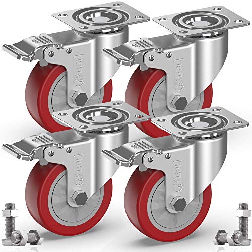 GBL - 4 Ruedas para Muebles + Tornillos 600KG | 100mm Ruedas Giratorias, Rueda Pivotantes, Ruedas Con Freno Industrial Con Placa de Montaje GBL - 4 Ruedas para Muebles + Tornillos 600KG | 100mm Ruedas Giratorias, Rueda Pivotantes, Ruedas Con Freno Industrial Con Placa de Montaje