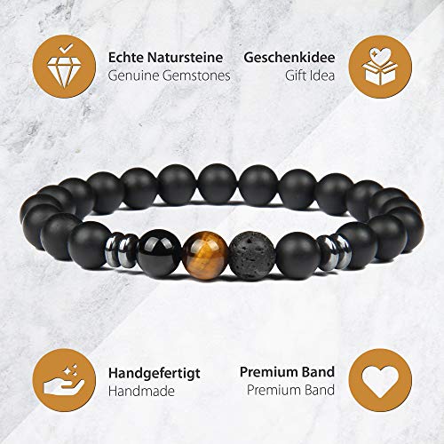 GD GOOD.designs EST. 2015 ® Pulsera de Perlas Chakra Fabricada de ónix y Piedra volcánica, Pulsera energética con Perla de Jaspe de Colores, Pulsera de Yoga para Hombres y Mujeres (Ojo de Tigre) GD GOOD.designs EST. 2015 ® Pulsera de Perlas Chakra Fabricada de ónix y Piedra volcánica, Pulsera energética con Perla de Jaspe de Colores, Pulsera de Yoga para Hombres y Mujeres (Ojo de Tigre)