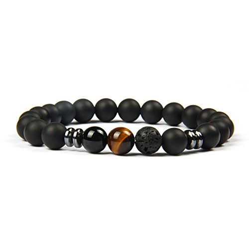 GD GOOD.designs EST. 2015 ® Pulsera de Perlas Chakra Fabricada de ónix y Piedra volcánica, Pulsera energética con Perla de Jaspe de Colores, Pulsera de Yoga para Hombres y Mujeres (Ojo de Tigre) GD GOOD.designs EST. 2015 ® Pulsera de Perlas Chakra Fabricada de ónix y Piedra volcánica, Pulsera energética con Perla de Jaspe de Colores, Pulsera de Yoga para Hombres y Mujeres (Ojo de Tigre)