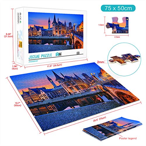 Gdansk Pilar Tower Of The Virgin Cathedral Zaragoza Cathedral Puzzle Juego de competencia de cerebro Artefacto de citas 1000 piezas 75x50cm rompecabezas de madera