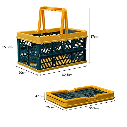 Geagodelia - Cesta plegable de plástico con asa para la compra (1 unidad), color amarillo y verde