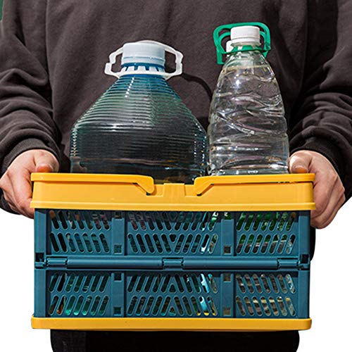 Geagodelia - Cesta plegable de plástico con asa para la compra (1 unidad), color amarillo y verde Geagodelia - Cesta plegable de plástico con asa para la compra (1 unidad), color amarillo y verde
