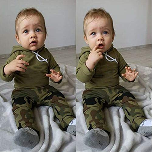Geagodelia Toddler - Chándal infantil de manga larga con capucha para bebé verde 3-6 Meses