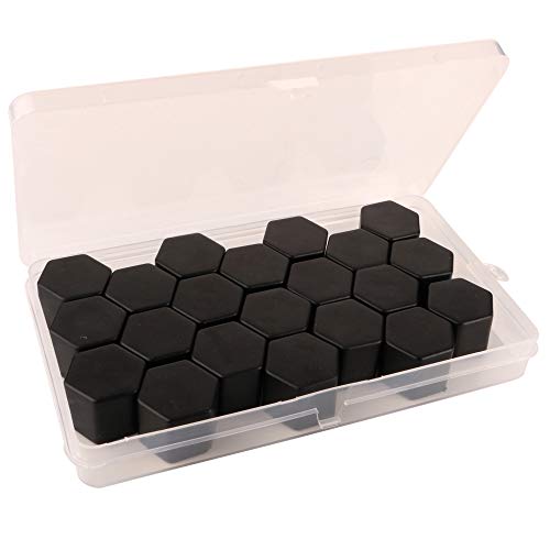 Gebildet 20 Piezas Universal 19 mm Tapa de Tuerca de Rueda, Tapas para Tornillos de Rueda de Caucho de Silicona, Cubierta de Tuerca de Neumático, Wheel Bolt Nut Cap (Negro)