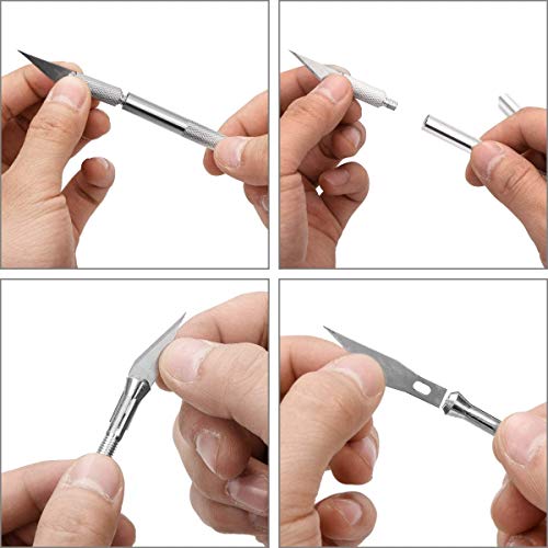 Gebildet 4pcs Cuchillo de Trinchar de Precisión con Tapa Protectora,Juego de Cuchillos Hobby con 20pcs Cuchillas de Repuesto para DIY Art Work Gebildet 4pcs Cuchillo de Trinchar de Precisión con Tapa Protectora,Juego de Cuchillos Hobby con 20pcs Cuchillas de Repuesto para DIY Art Work