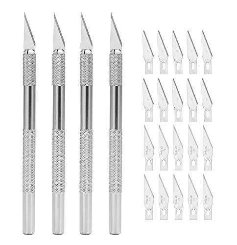 Gebildet 4pcs Cuchillo de Trinchar de Precisión con Tapa Protectora,Juego de Cuchillos Hobby con 20pcs Cuchillas de Repuesto para DIY Art Work