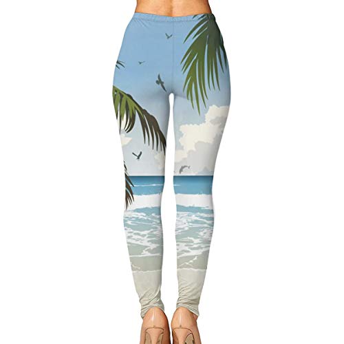 geckor Sea Green Palm Hawaii Strand Beach Tropical Water Island Tree Hawaiian Paradise Leggings de yoga para mujer Pantalones Sport Pilates Workout Gym Medias Pantalones pitillo elásticos S