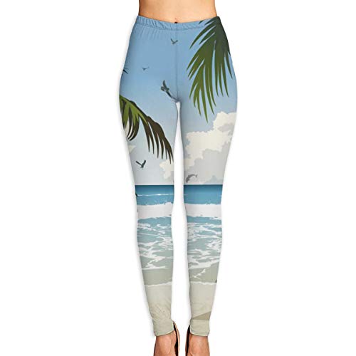 geckor Sea Green Palm Hawaii Strand Beach Tropical Water Island Tree Hawaiian Paradise Leggings de yoga para mujer Pantalones Sport Pilates Workout Gym Medias Pantalones pitillo elásticos S