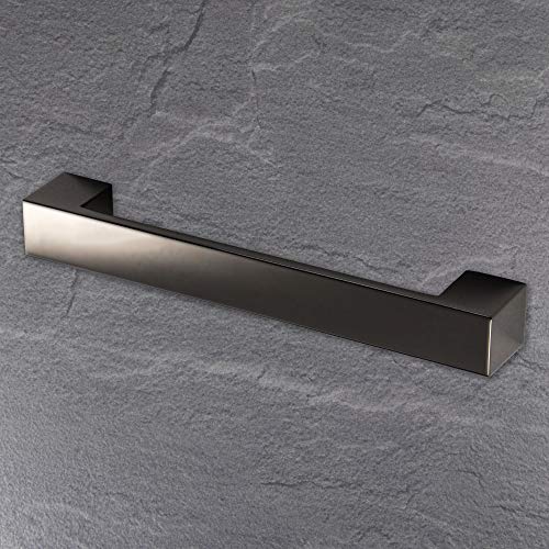 Gedotec Future - Tirador cuadrado para muebles (160 mm, para puertas de armarios y armarios de cocina, metal niquelado negro pulido, 1 unidad) Gedotec Future - Tirador cuadrado para muebles (160 mm, para puertas de armarios y armarios de cocina, metal niquelado negro pulido, 1 unidad)