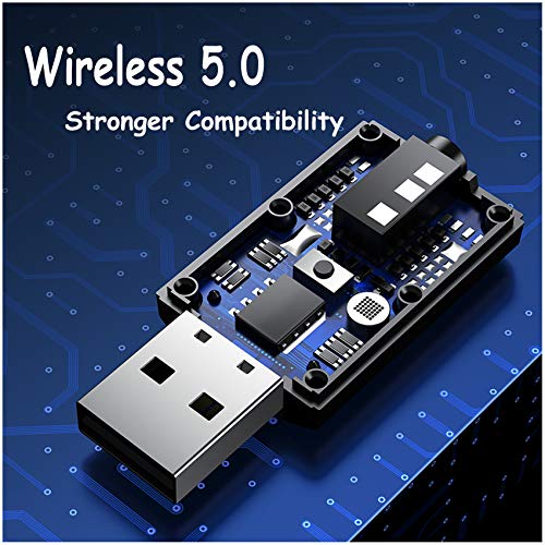 GeekerChip Adaptador Bluetooth 5.0 USB,Receptor/Transmisor Bluetooth USB con 3.5mm Cable de Audio,para PC/TV/Auriculares/Altavoces/Radio