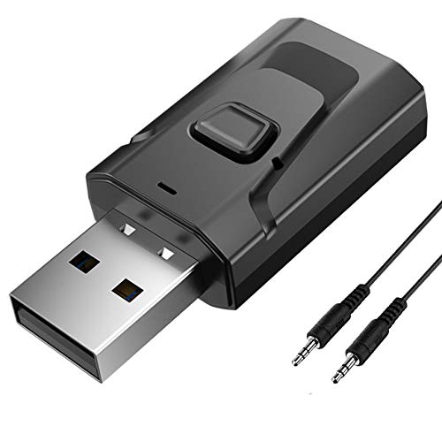 GeekerChip Adaptador Bluetooth 5.0 USB,Receptor/Transmisor Bluetooth USB con 3.5mm Cable de Audio,para PC/TV/Auriculares/Altavoces/Radio
