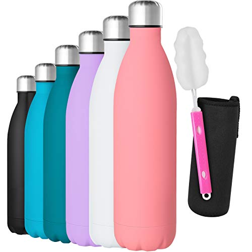 GeeRic Botella Termica 500ml,Botella Termo Acero Inoxidable Mantener 12H Caliente/24 Frío,Botella de Agua+Cepillo+Bolsa portátil para Taza Termo para Acampar,Escuela,Deportes,Gimnasio Rosado GeeRic Botella Termica 500ml,Botella Termo Acero Inoxidable Mantener 12H Caliente/24 Frío,Botella de Agua+Cepillo+Bolsa portátil para Taza Termo para Acampar,Escuela,Deportes,Gimnasio Rosado