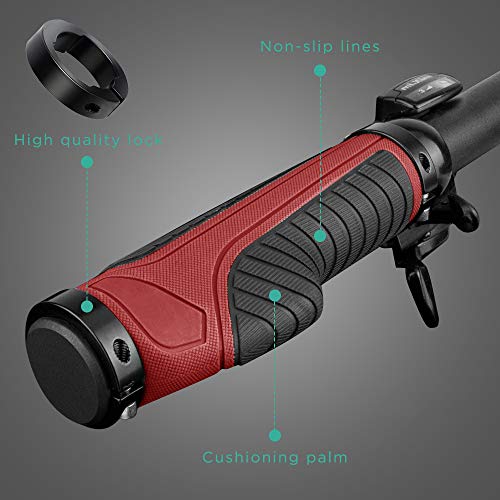 GeeRic Puños Bicicleta, Puños MTB Ergonomicos Antideslizante Caucho Montaña Silicona Puños Manillar, para Bici de Montaña MTB BMX con Mango de Diámetro 22mm Rojo GeeRic Puños Bicicleta, Puños MTB Ergonomicos Antideslizante Caucho Montaña Silicona Puños Manillar, para Bici de Montaña MTB BMX con Mango de Diámetro 22mm Rojo