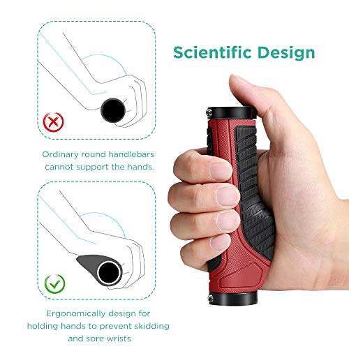 GeeRic Puños Bicicleta, Puños MTB Ergonomicos Antideslizante Caucho Montaña Silicona Puños Manillar, para Bici de Montaña MTB BMX con Mango de Diámetro 22mm Rojo GeeRic Puños Bicicleta, Puños MTB Ergonomicos Antideslizante Caucho Montaña Silicona Puños Manillar, para Bici de Montaña MTB BMX con Mango de Diámetro 22mm Rojo
