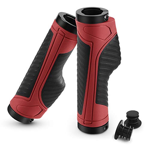 GeeRic Puños Bicicleta, Puños MTB Ergonomicos Antideslizante Caucho Montaña Silicona Puños Manillar, para Bici de Montaña MTB BMX con Mango de Diámetro 22mm Rojo GeeRic Puños Bicicleta, Puños MTB Ergonomicos Antideslizante Caucho Montaña Silicona Puños Manillar, para Bici de Montaña MTB BMX con Mango de Diámetro 22mm Rojo