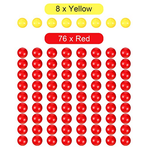 Gejoy 84 Piezas Bolas de Reemplazo de Juego 4 Conjuntos de Canicas de Reemplazo de Juego Compatibles con Hipopótamos Hambrientos,76 Bolas Rojas y 8 Bolas Amarillas