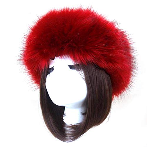 GeKLok Sombrero de piel sintética para mujer, elegante sombrero ruso con forro polar sintético, gorra cálida para invierno, accesorio para el pelo, diadema para mujer, piel sintética