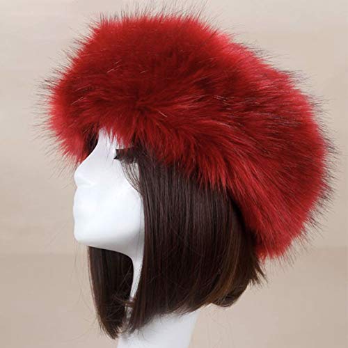 GeKLok Sombrero de piel sintética para mujer, elegante sombrero ruso con forro polar sintético, gorra cálida para invierno, accesorio para el pelo, diadema para mujer, piel sintética