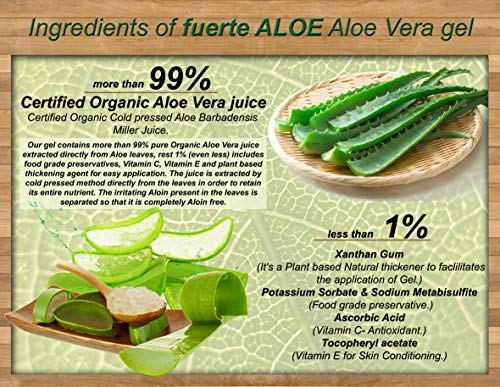 GEL Aloe Vera PURO 99% CERTIFICADO ORGANICO 100% Para CARA CUERPO CABELLO Deja PIEL Suave - 500 ml / 16.9 fl oz