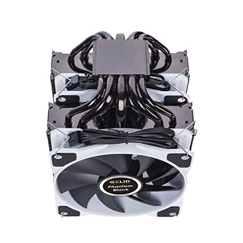 Gelid Solutions Phantom Black - Disipador térmico de Torre Doble con 2 Ventiladores PWM - Posibilidad de Agregar 1 más - Compatible con Intel y AMD - TDP 200W - Pasta térmica incluida.