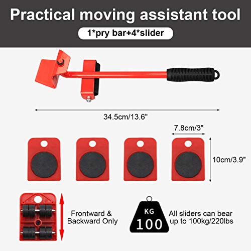 GEMITTO Juego de ruedas deslizantes para muebles pesados de, kit de rodillos para mover muebles; juego de herramientas para levantar muebles, 4 ruedas almohadillas giratorias de 360 grados GEMITTO Juego de ruedas deslizantes para muebles pesados de, kit de rodillos para mover muebles; juego de herramientas para levantar muebles, 4 ruedas almohadillas giratorias de 360 grados