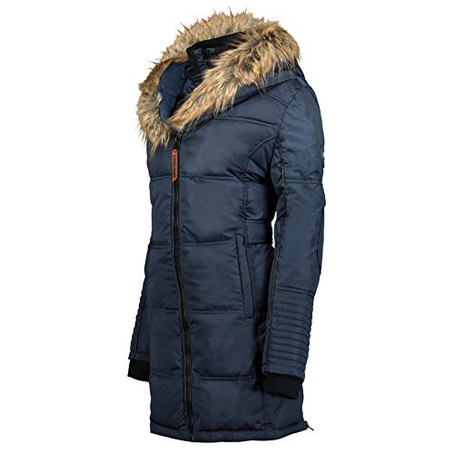 Geographical Norway Belissima - Chaqueta de invierno para mujer con capucha de piel XL azul marino M