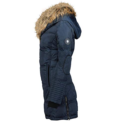 Geographical Norway Belissima - Chaqueta de invierno para mujer con capucha de piel XL azul marino M Geographical Norway Belissima - Chaqueta de invierno para mujer con capucha de piel XL azul marino M
