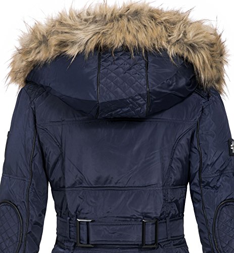 Geographical Norway Belissima - Chaqueta de invierno para mujer con capucha de piel XL azul marino M Geographical Norway Belissima - Chaqueta de invierno para mujer con capucha de piel XL azul marino M