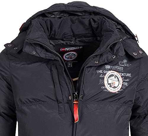 Geographical Norway - Chaqueta acolchada de invierno para hombre, con capucha Negro M