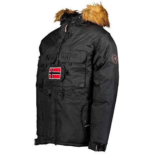 Geographical Norway, parka para hombre con capucha fija, modela Bench, Negro L Geographical Norway, parka para hombre con capucha fija, modela Bench, Negro L