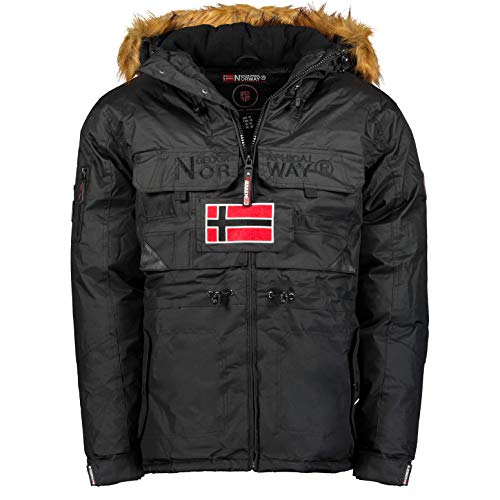 Geographical Norway, parka para hombre con capucha fija, modela Bench, Negro L Geographical Norway, parka para hombre con capucha fija, modela Bench, Negro L