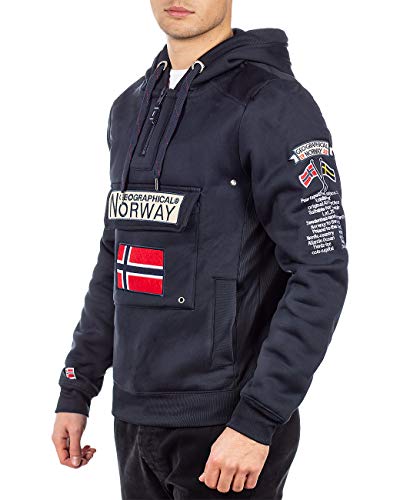 Geographical Norway Sudadera con capucha para hombre azul marino L Geographical Norway Sudadera con capucha para hombre azul marino L