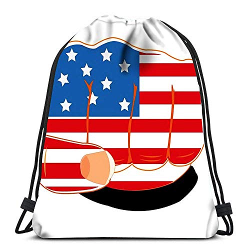 GeorgoaKunk Mochilas con cordón Bolsas The Flag America On Fist Person Sports Travel Yoga Gyms