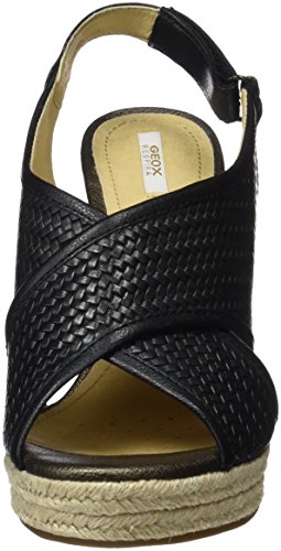 Geox Donna Janira C, Sandalias con Plataforma Plana Mujer, Negro (Black), 39 EU