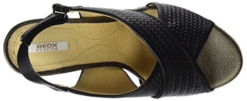 Geox Donna Janira C, Sandalias con Plataforma Plana Mujer, Negro (Black), 39 EU