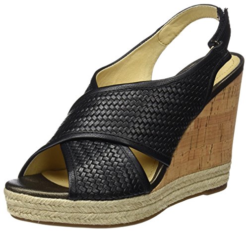 Geox Donna Janira C, Sandalias con Plataforma Plana Mujer, Negro (Black), 39 EU