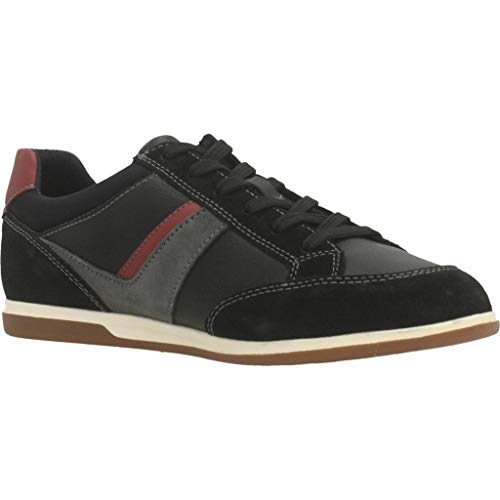 Geox U Renan C, Zapatillas Hombre, Negro (Black/Dk Red C0260), 45 EU