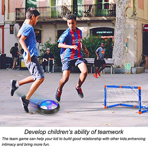 GEYUEYA - Balón de fútbol para niños, juguetes para niños, pelota de fútbol con luces LED y cargador USB, juego de entrenamiento para niños con 2 porterías de fútbol, deportes interiores y exteriores