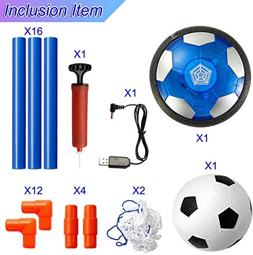 GEYUEYA - Balón de fútbol para niños, juguetes para niños, pelota de fútbol con luces LED y cargador USB, juego de entrenamiento para niños con 2 porterías de fútbol, deportes interiores y exteriores