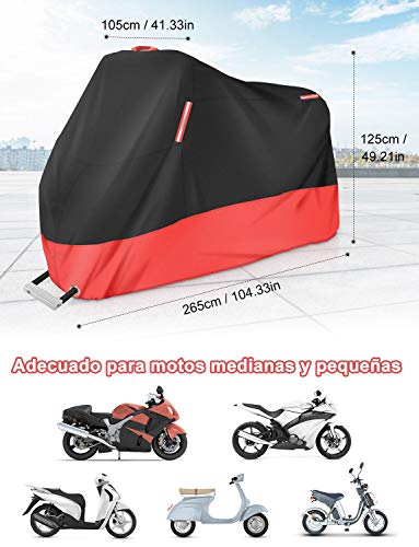 GHB Funda para Moto Funda Talla XXL 265cm Protector Cubierta de Moto para Resistente al Agua A Prueba de UV