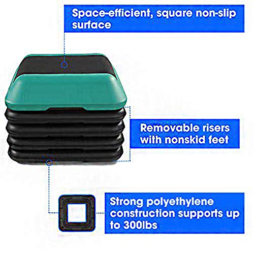 GHH Aerobic Step para Fitness Plataforma Step Fitness Ajustable en 4 Alturas 4"- 6" -8"-10" -12 ''Stepper Aeróbic y Cardio para Ejercicios Gimnasia en casa,Verde GHH Aerobic Step para Fitness Plataforma Step Fitness Ajustable en 4 Alturas 4"- 6" -8"-10" -12 ''Stepper Aeróbic y Cardio para Ejercicios Gimnasia en casa,Verde