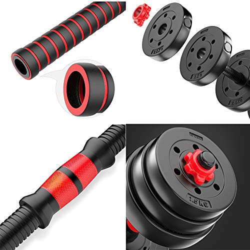 GHH Juego de Mancuernas Ajustables con Barra Adicional Convertido haltera 10 kg/15kg / 20 kg para Culturismo, Aptitud, Halterofilia,15kg(33lb) GHH Juego de Mancuernas Ajustables con Barra Adicional Convertido haltera 10 kg/15kg / 20 kg para Culturismo, Aptitud, Halterofilia,15kg(33lb)