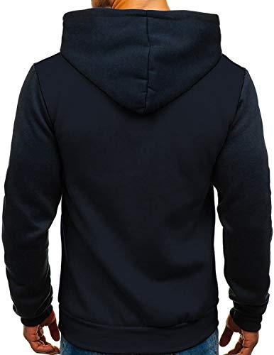 GHYUGR Sudadera con Capucha Hombre Contraste con Bolsillo Otoño Invierno Estampado Deporte Outwear Hoodie Pullover,Azul 2,XL