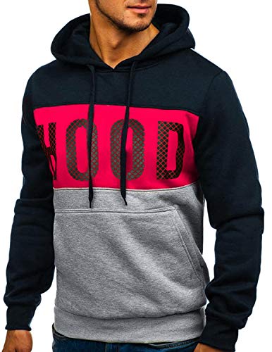 GHYUGR Sudadera con Capucha Hombre Contraste con Bolsillo Otoño Invierno Estampado Deporte Outwear Hoodie Pullover,Azul 2,XL GHYUGR Sudadera con Capucha Hombre Contraste con Bolsillo Otoño Invierno Estampado Deporte Outwear Hoodie Pullover,Azul 2,XL