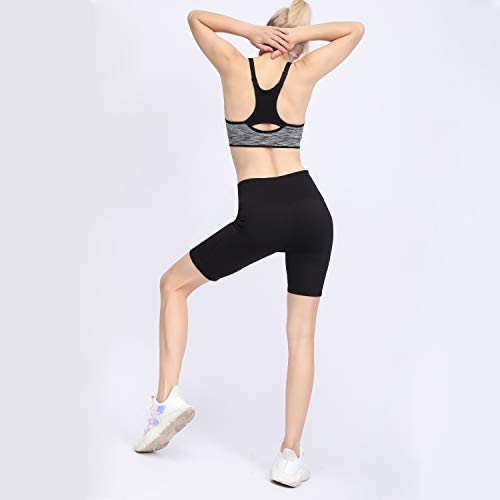 GIEADUN Pantalón Corto Deportivo para Mujer, Running Pantalones Cortos de Yoga Leggings con Bolsillo Lateral, Fitness Mallas Deportivas (Negro Oscuro, Medium)